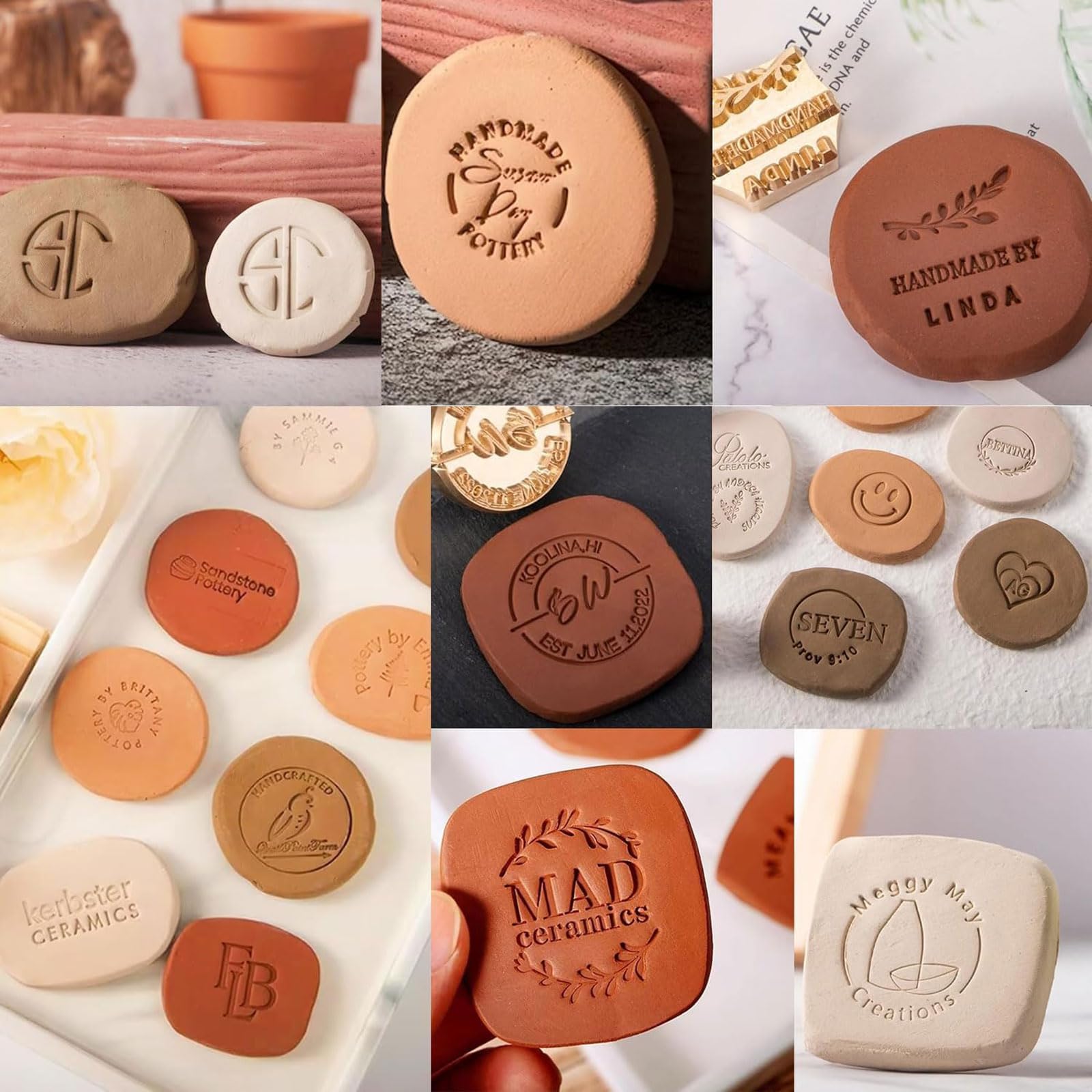 esmen Timbro in Ceramica Personalizzato per Argilla Timbro in Ceramica Personalizzato Timbri con Lettere Personalizzate con Il Tuo Logo Timbro in Ceramica Timbro per Sapone