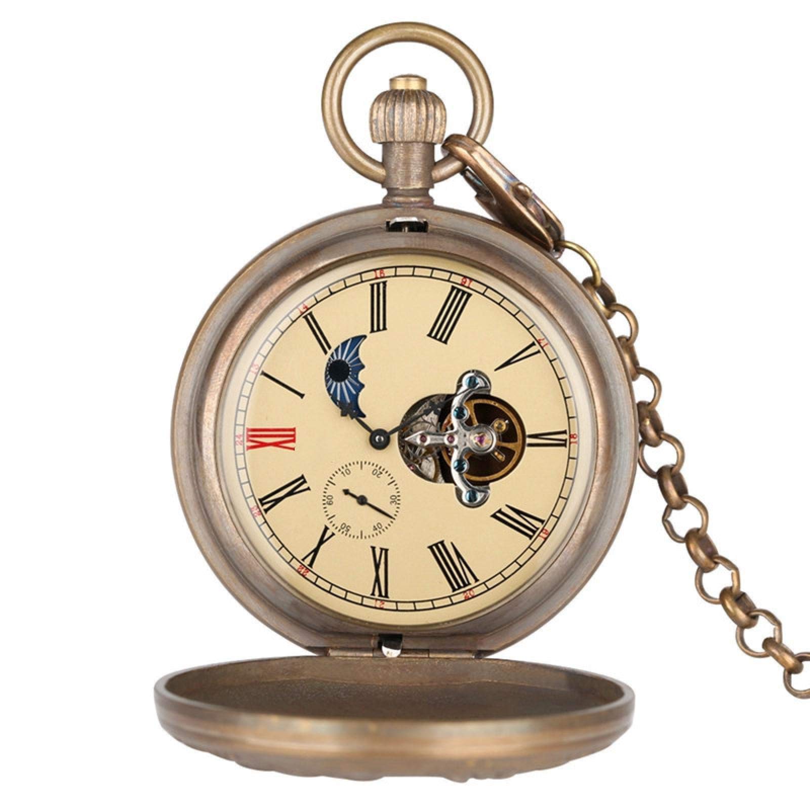 Reloj de bolsillo con tourbillon mecánico de cobre puro para trajes de caballero