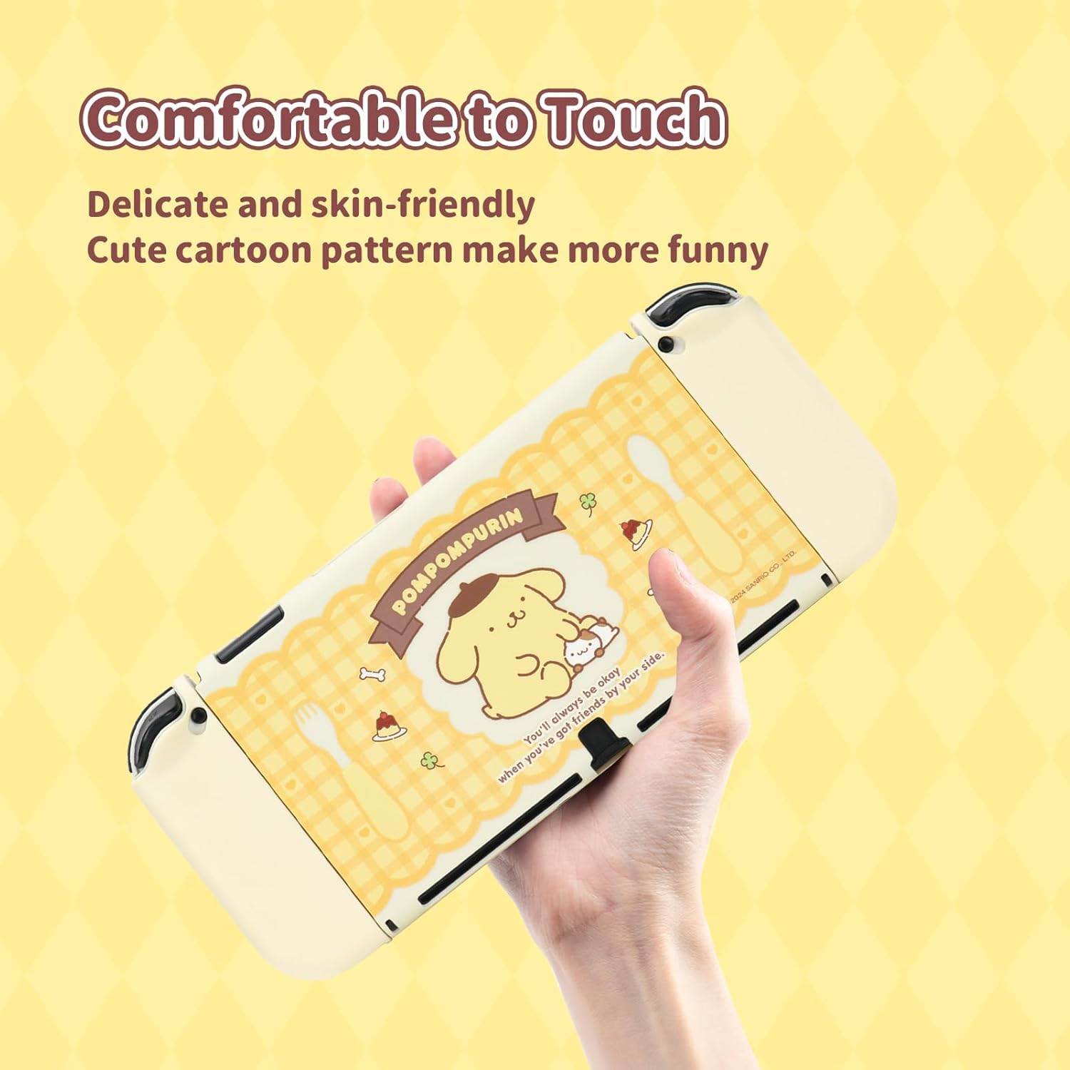 Kuitmor Protective Shell for Switch OLED,Slim Cute Pattern Dockable Cover Case Compatible with Switch OLED,Anti-Scratch and Shock-Absorption Design Cover Skins for Joystick（Pompompurin）
