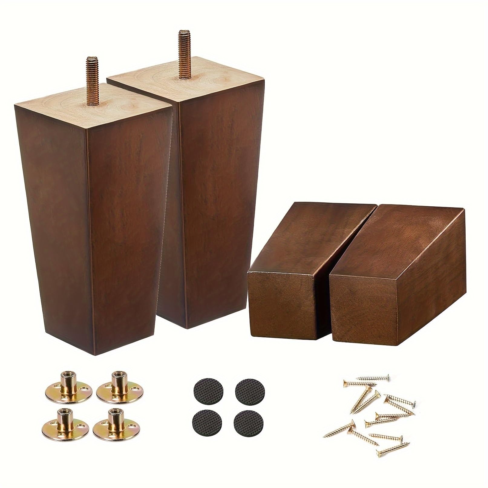 Patas para Muebles Patas de Madera for Muebles, Juego 4 Patas sofá 3/4/5/6 Pulgadas, cuadradas Marrones, Repuesto for sillas(4 inch-4PCS)