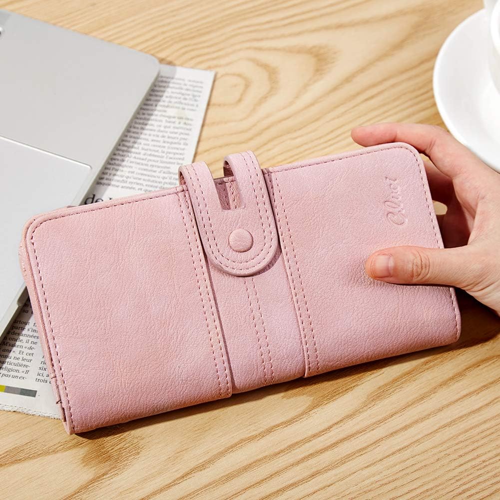 CLUCI Women Wallet Large Leather Designer Card Holder Organizer Long Ladies Travel Clutch Wristlet Brown : Clothing, Shoes & Jewelry