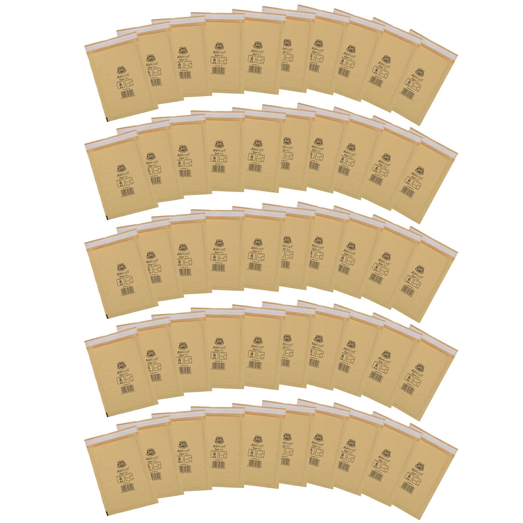 AB Tools 50pk Genuine Gold Jiffy Bag Airkraft Bubble Padded Mail Bag Envelope Size 1