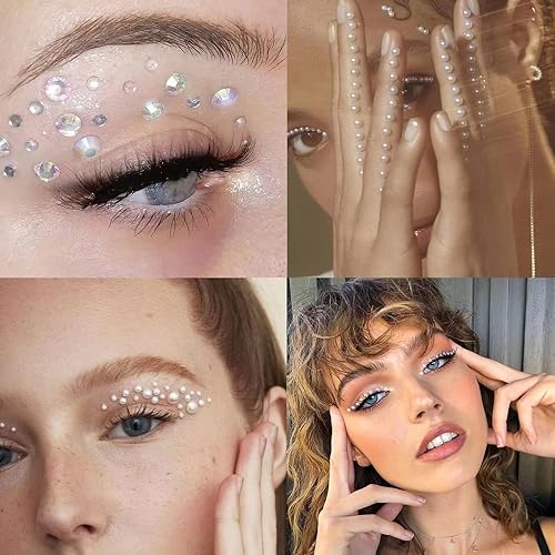 Miniatura 7 de NOOEPC 660Pcs Joyas Faciales Gemas para el Cabello, Joyas Faciales Autoadhesivas para Ojos, Diamantes de Imitación de 3456 mm, Gemas Faciales DIY