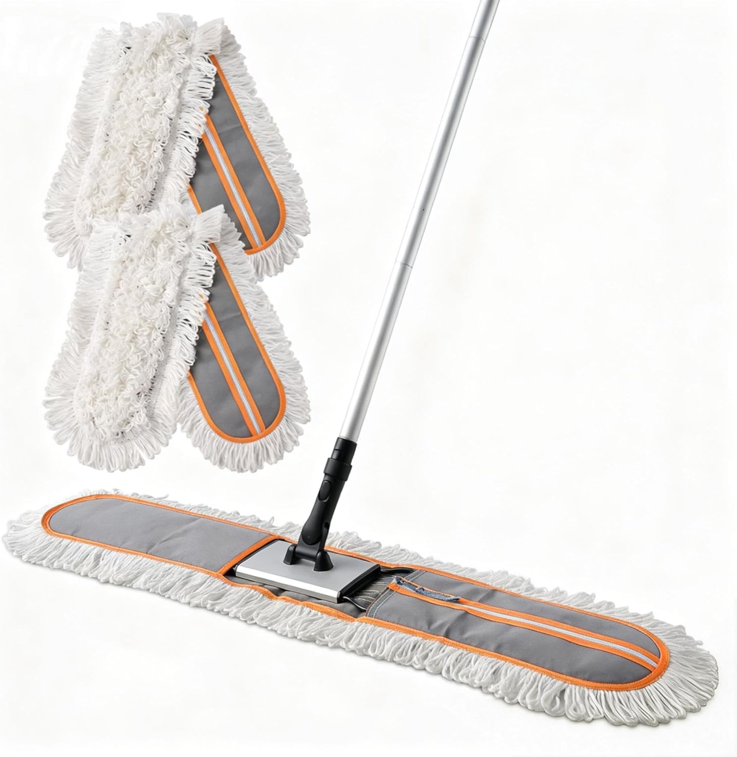 CLEANHOME 36" Commercial Dust Mops for Floor Cleaning Heavy Duty Floor Duster Mop with Long Handle Hotel Gym Household Cleaning Supplies for Hardwood, Tiles, Marble Floors (Green)