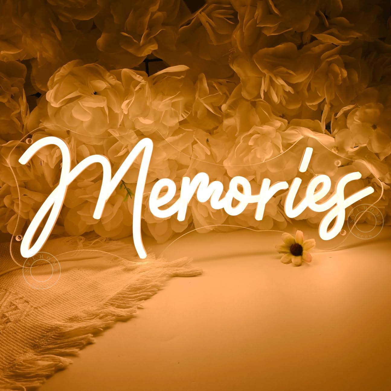 SYLHOME Memories Led Neon Light Sign Home Living Room Bedroom Photo Wall Sign Decor House Warming Wedding Birthday Party Backdrop Gifts 15.75" X 6.14" USB