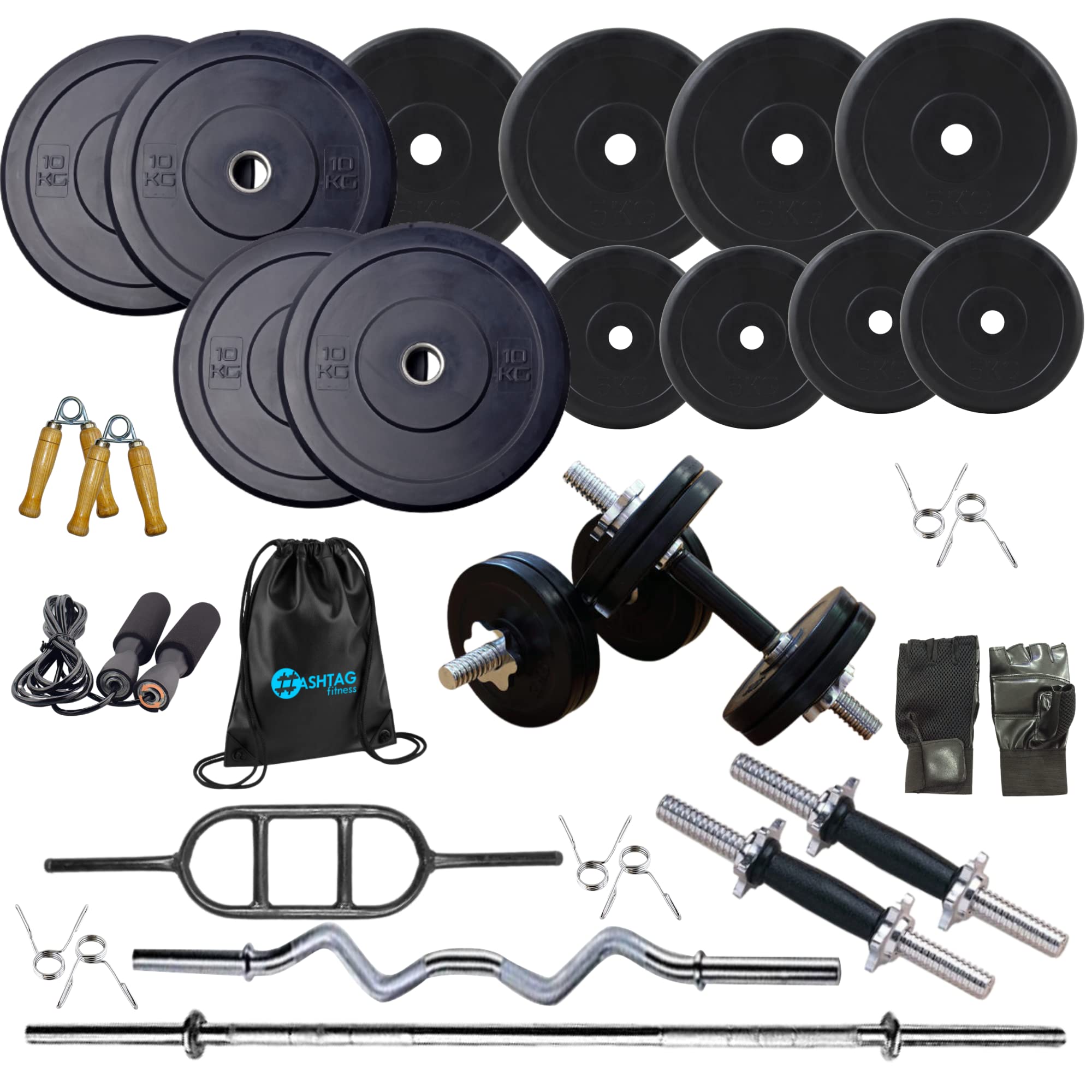 HASHTAG FITNESS 50 kg Rubber Weight Home Gym equipments and with tricep Egg Rod (B07VXWXNYM) Amazon Price History, Amazon Price Tracker