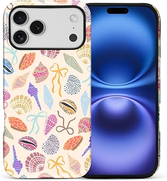 ZHEGAILIAN Case Compatible with iPhone 17 ProMax,Hybrid 2-Layer Hard Shell,for Girl Boy Women Men,Beachy Tropical Vintage Seashell
