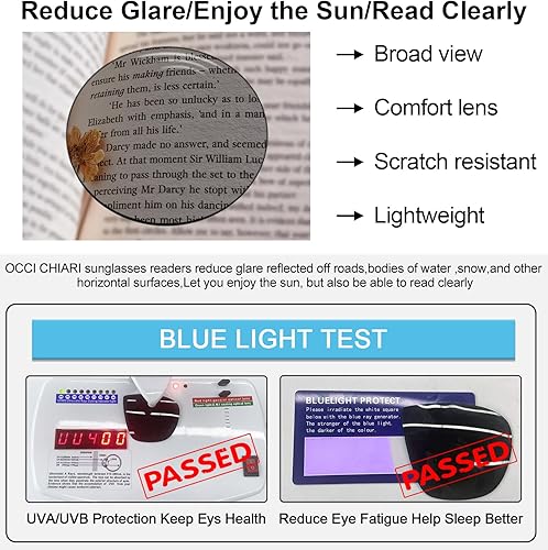 Miniatura 3 de OCCI CHIARI Gafas de sol XL con lectores para hombres, cabeza grande, cómodas, gafas de lectura solar 1.0 1.25 1.5 1.75 2.0 2.25 2.5 2.75 3.0 3.5