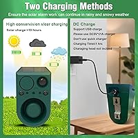 Vista 4 de ChunHee Alarma solar con sensor de movimiento para exteriores con sonido de alarma de ladridos de perro, grabación de soporte y volumen ajustable