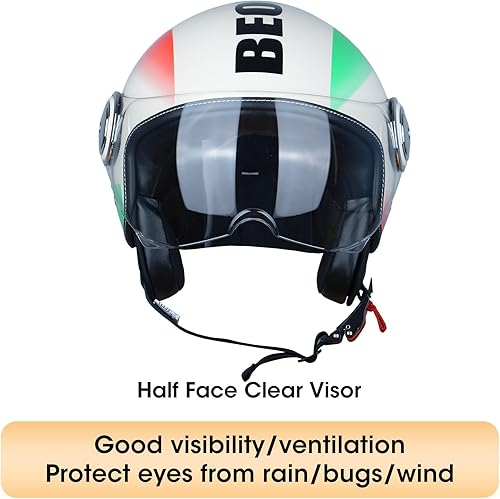 Miniatura 2 de Open Face Motorcycle Helmet for Adults,DOT Approved - Moped Half Vespa Retro Helmet with Anti-Scratch Visor for Men and Women
