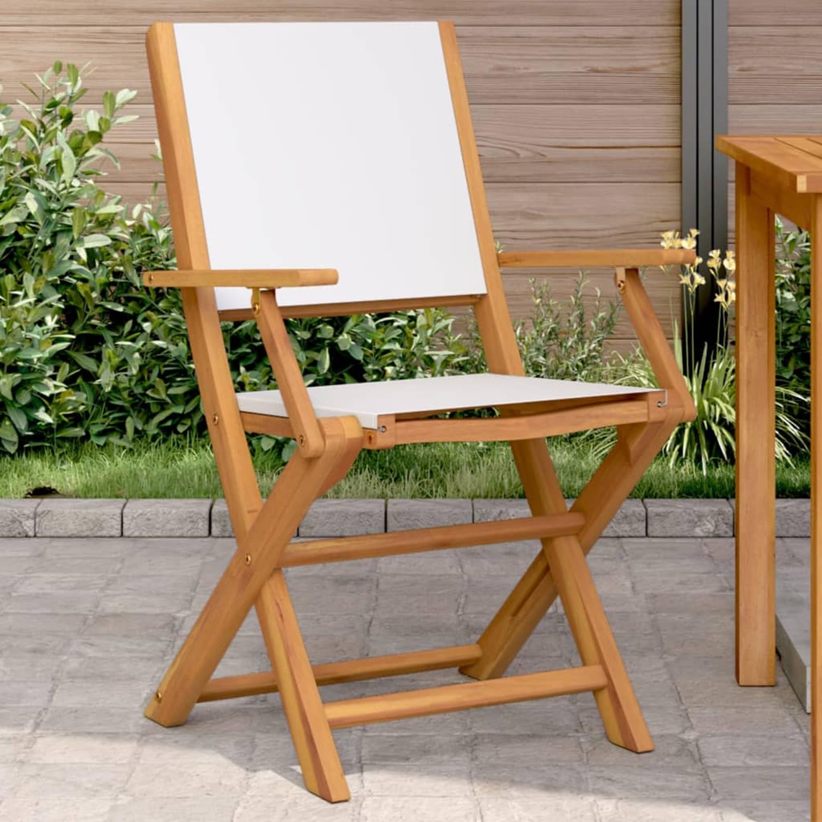 Chaise de jardin lot de 2 blanc crème pour intérieur extérieur Homgoday