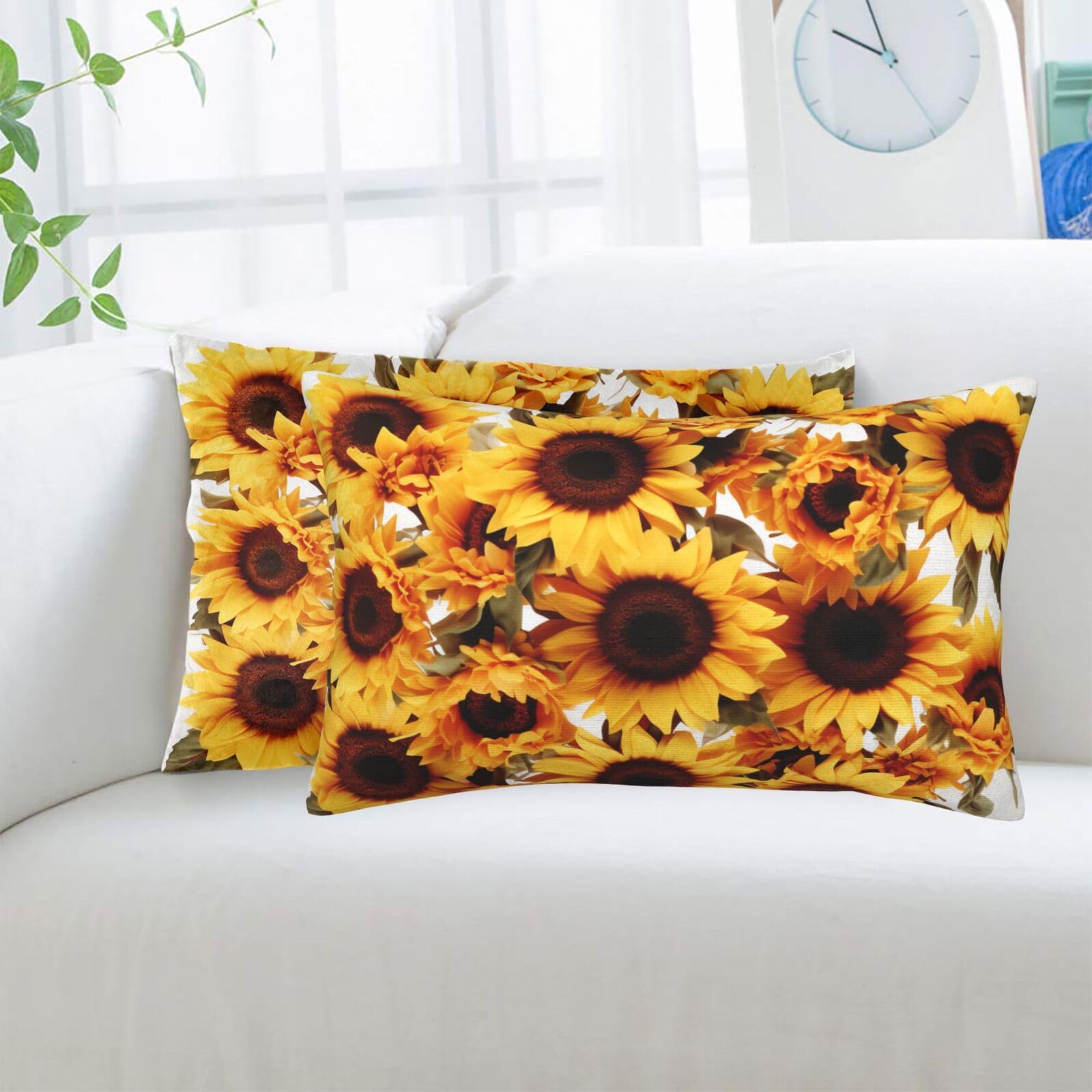 Beautiful Sunflowers Standard Pillowcases Sets of 2, Ultra Soft Microfiber Plush Pillow Cases 20"X30" Comfort Decorative Throw Pillow Cover with Hidden Zipper for Bedroom, Sofa, Couch