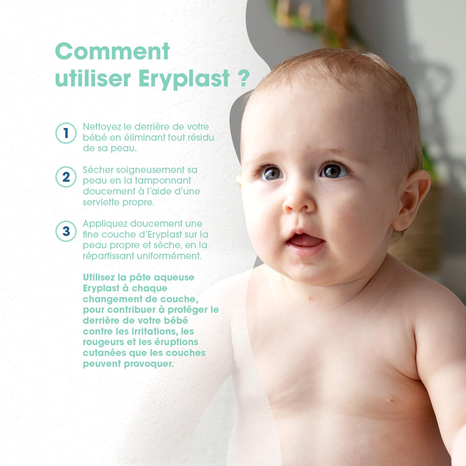 Eryplast Pate a l'eau bebe 75gr - Prévient et traite l'érythème fessier - Creme Change Bebe Soigne, Apaise et Protège les rougeurs du siège - Hypoallergénique, sans parfum. Testé Dermatologiquement