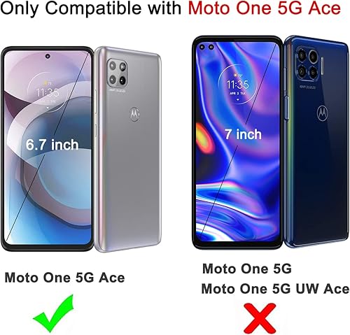 Miniatura 7 de Annymall Funda para Moto One 5G Ace con protector de pantalla, resistente de triple capa, a prueba de golpes, a prueba de caídaspolvo, híbrida,