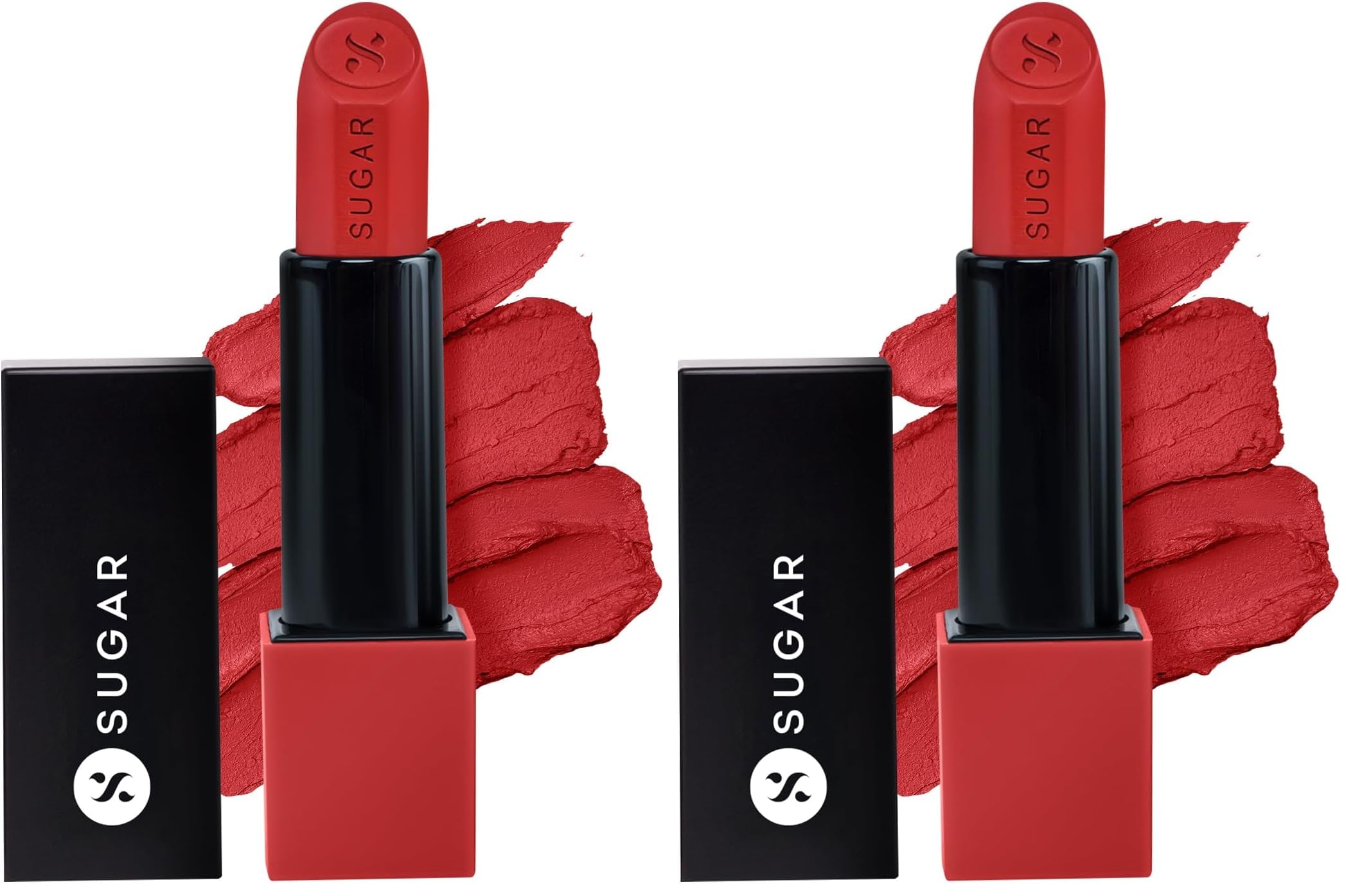 SUGAR Cosmetics Glide Peptide Serum Lipstick with Hyaluronic Acid & Vitamin E | Velvet Matte Lipstick for Indian Skin | 1-Swipe Full Coverage | 4.2gm - 04 Cairo Crimson (Pack of 2)-picture-24
