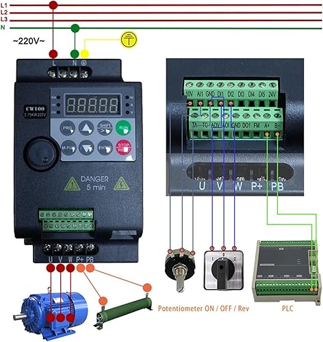 Miniatura 3 de 380V o 220V VFD Variable Frecuencia Drive Vector Control Convertidor Convertidor 0.751.52.23.745.5 KW Controlador de velocidad del motor (2.2KW,