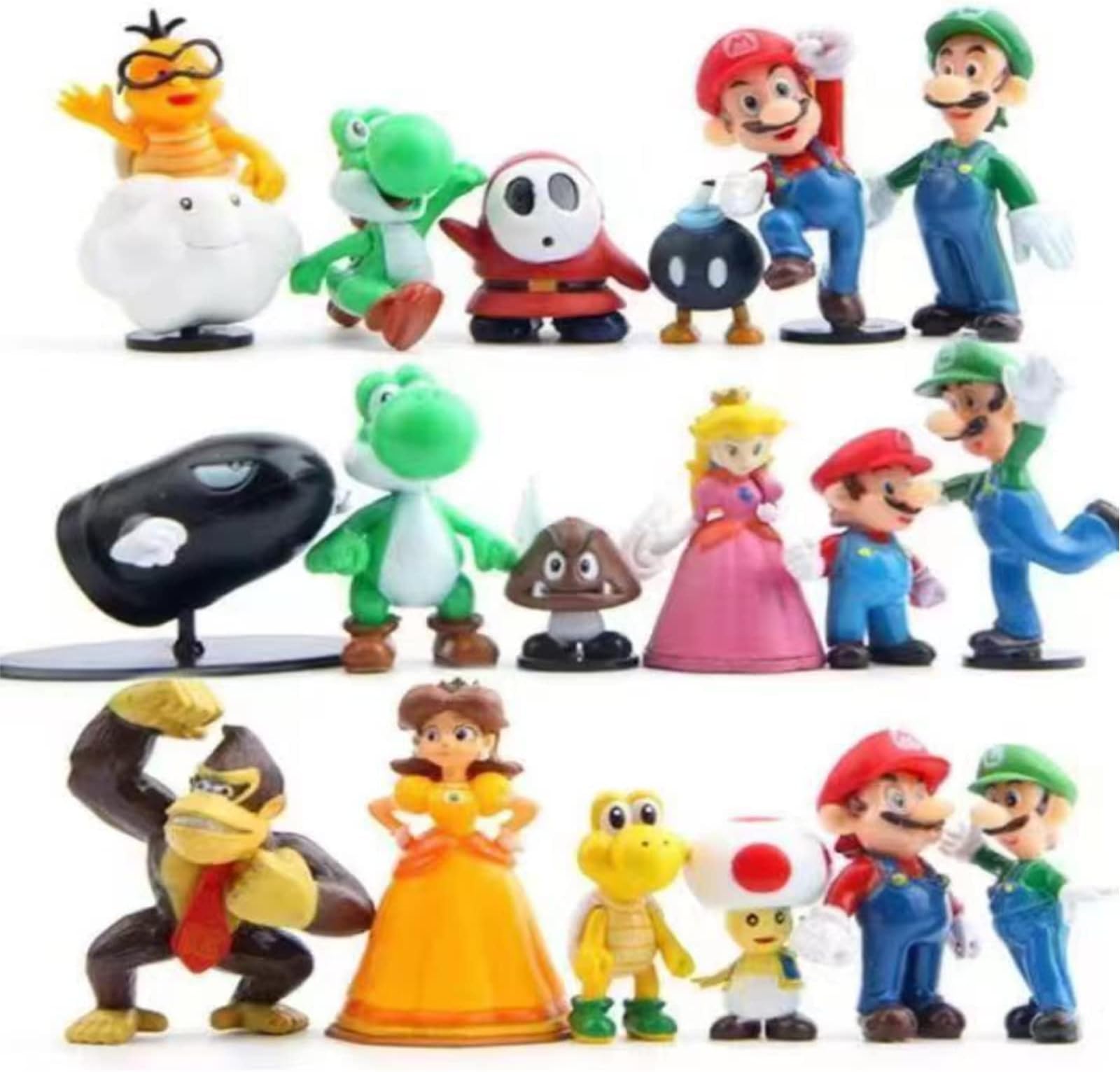 JAHNEH 18 Pcs/Set Mario Bros Super Mary Princess, Turtle, Mushroom, Orangutan, Super Mary Action Figures, 2"