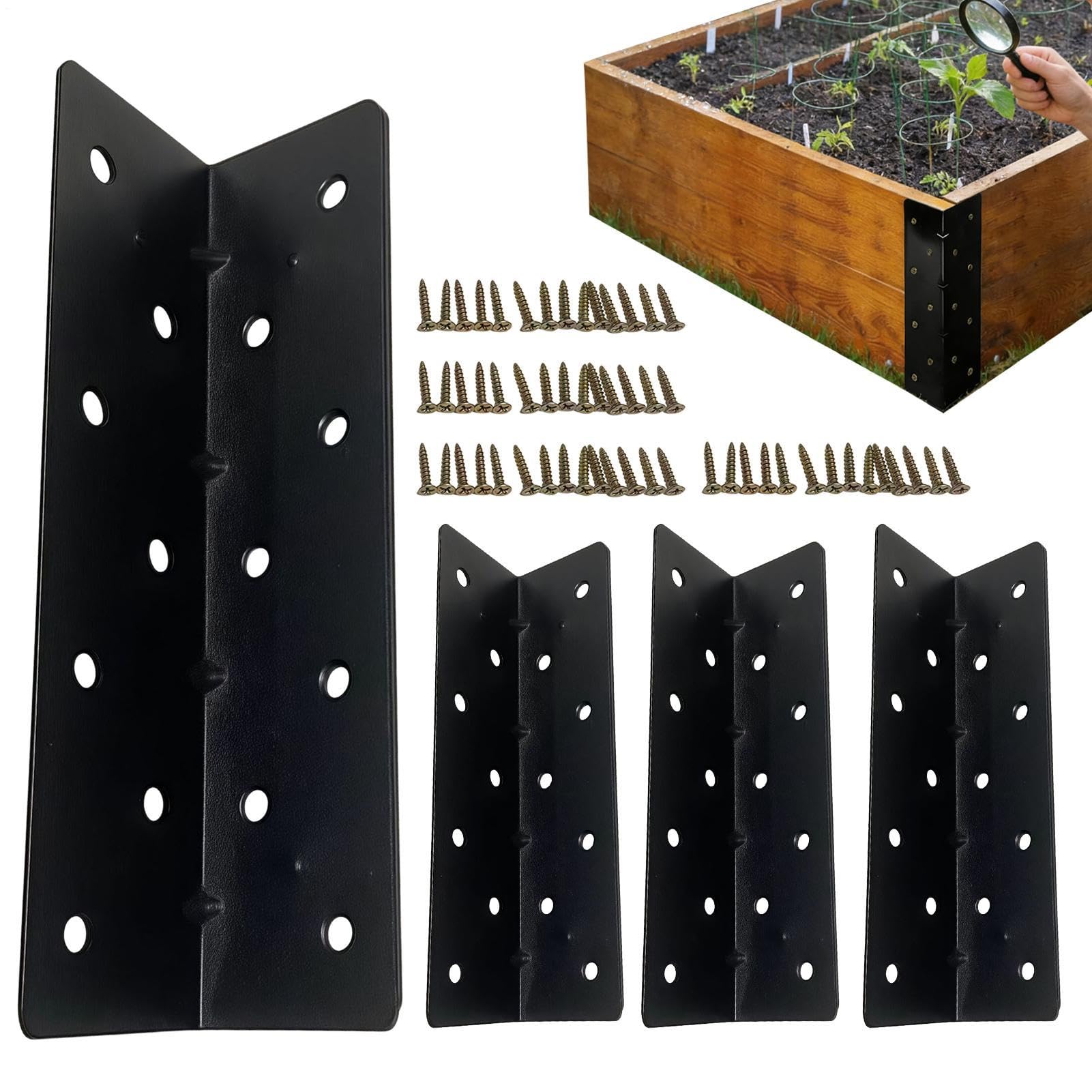 Soporte a 90 grados para de jardinería con tornillo y esquineros para camas de cultivo