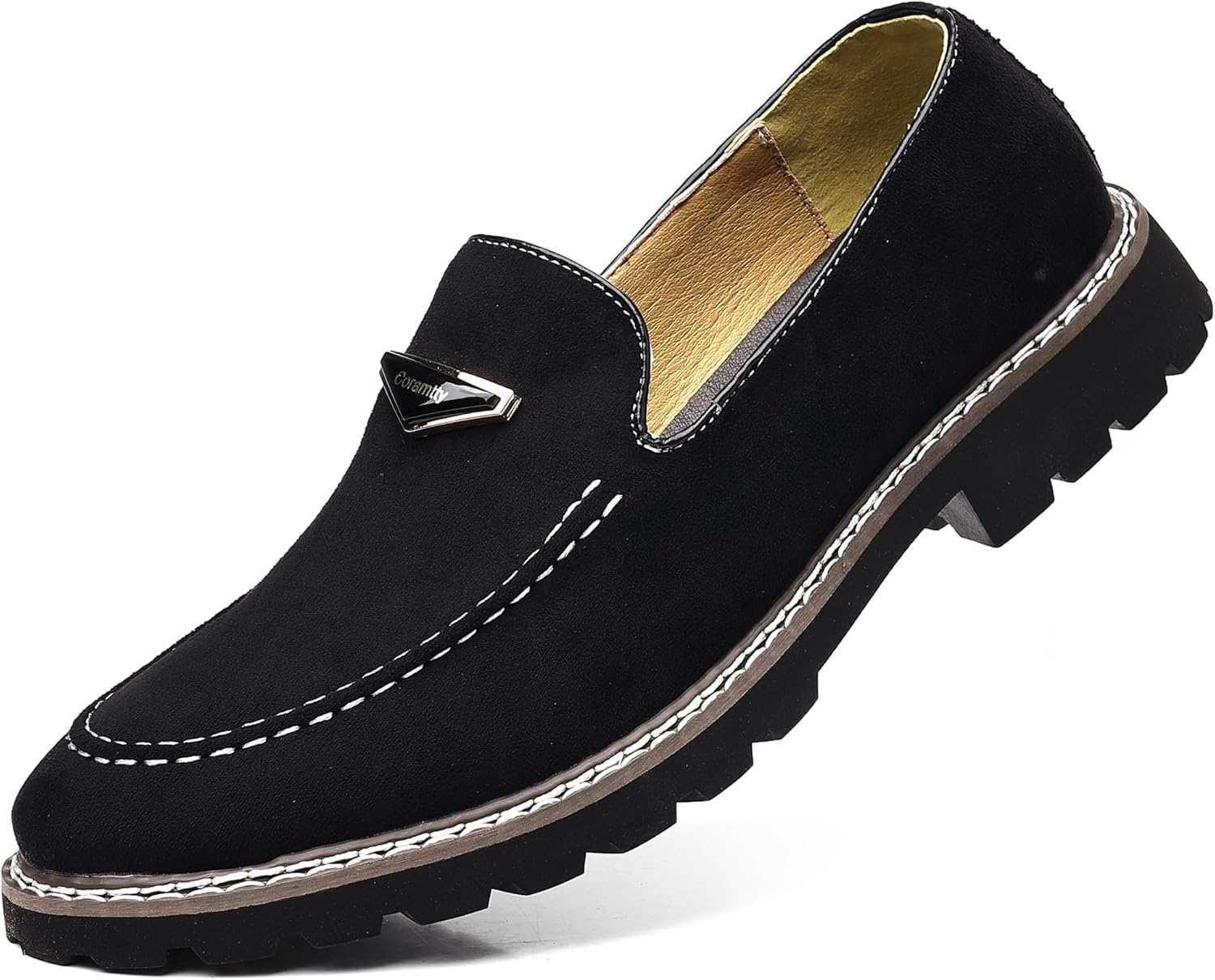Coramtty Men's Dress Loafers Classic Comfort Vintage Suede Slip On Business Work Driving Walking Casual Shoes