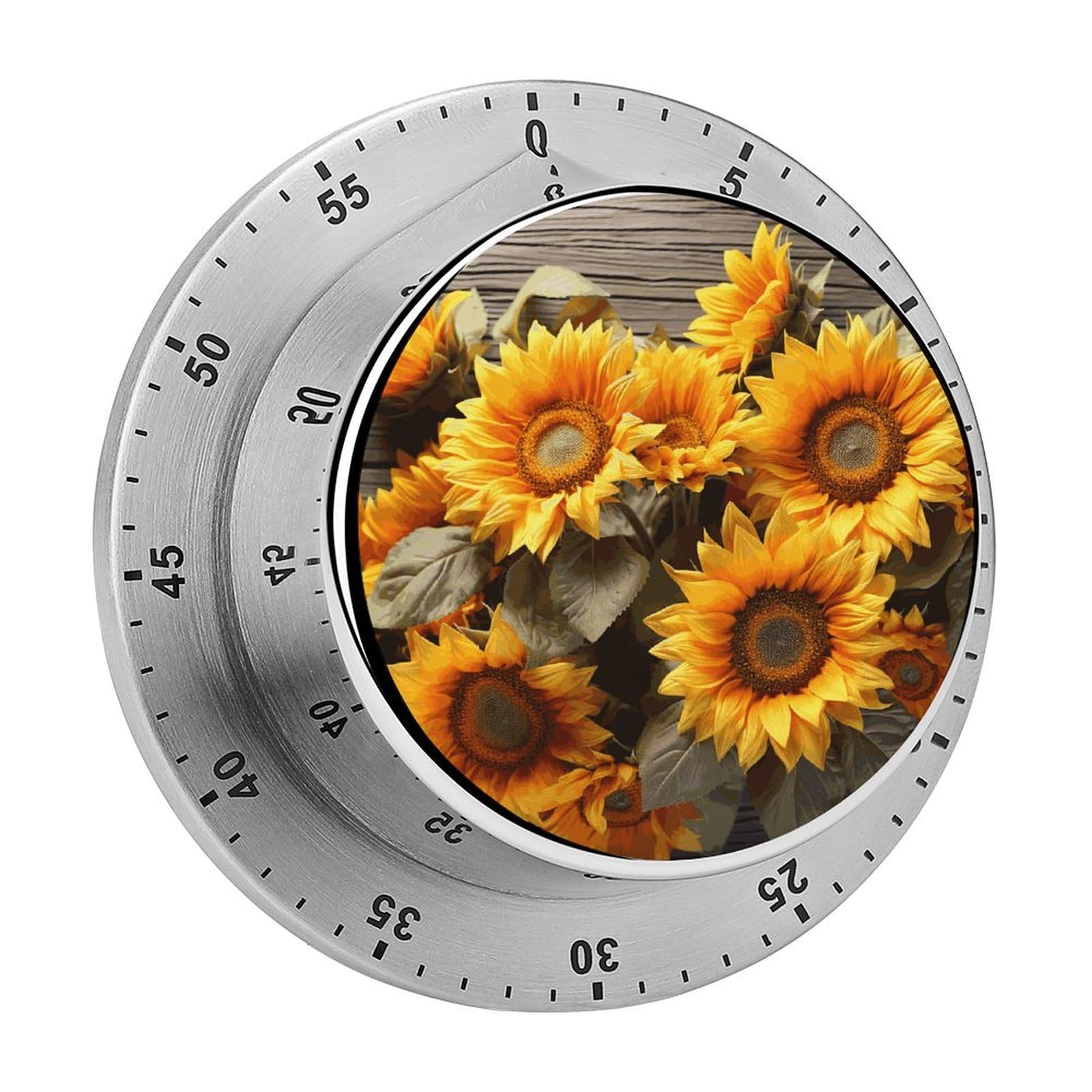Plants Theme Sunflower Manual Countdown Timer with Magnetic Base Visual Mechanical Timer for Classroom Home Study and Cooking