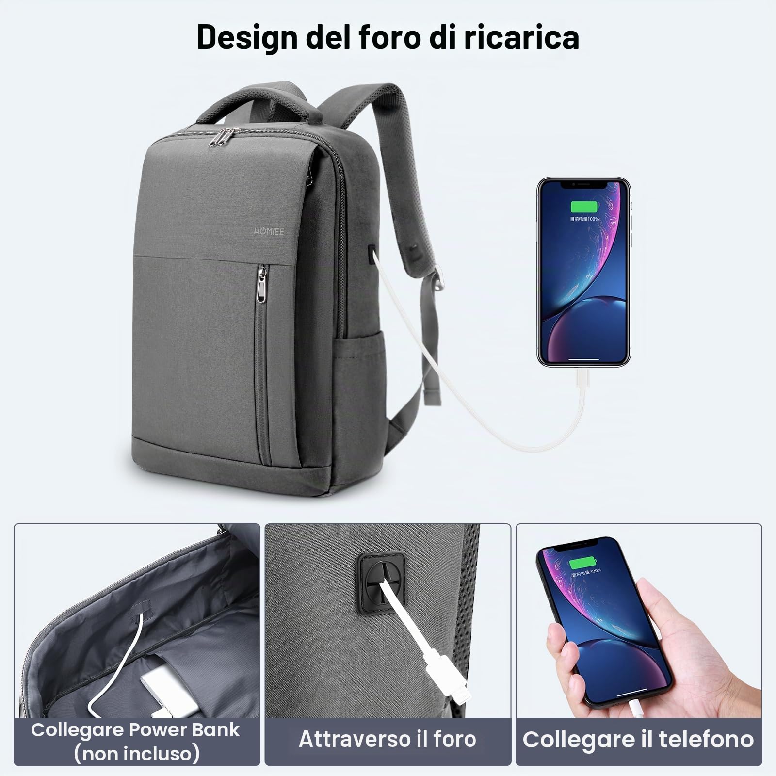 HOMIEE Zaino da viaggio 40 x 30 x 20 cm per cabina, bagaglio a mano sotto il sedile approvato per Wizz Air e EasyJet, zaino casual per aereo, scuola o giorno, dimensioni cabina 24 l