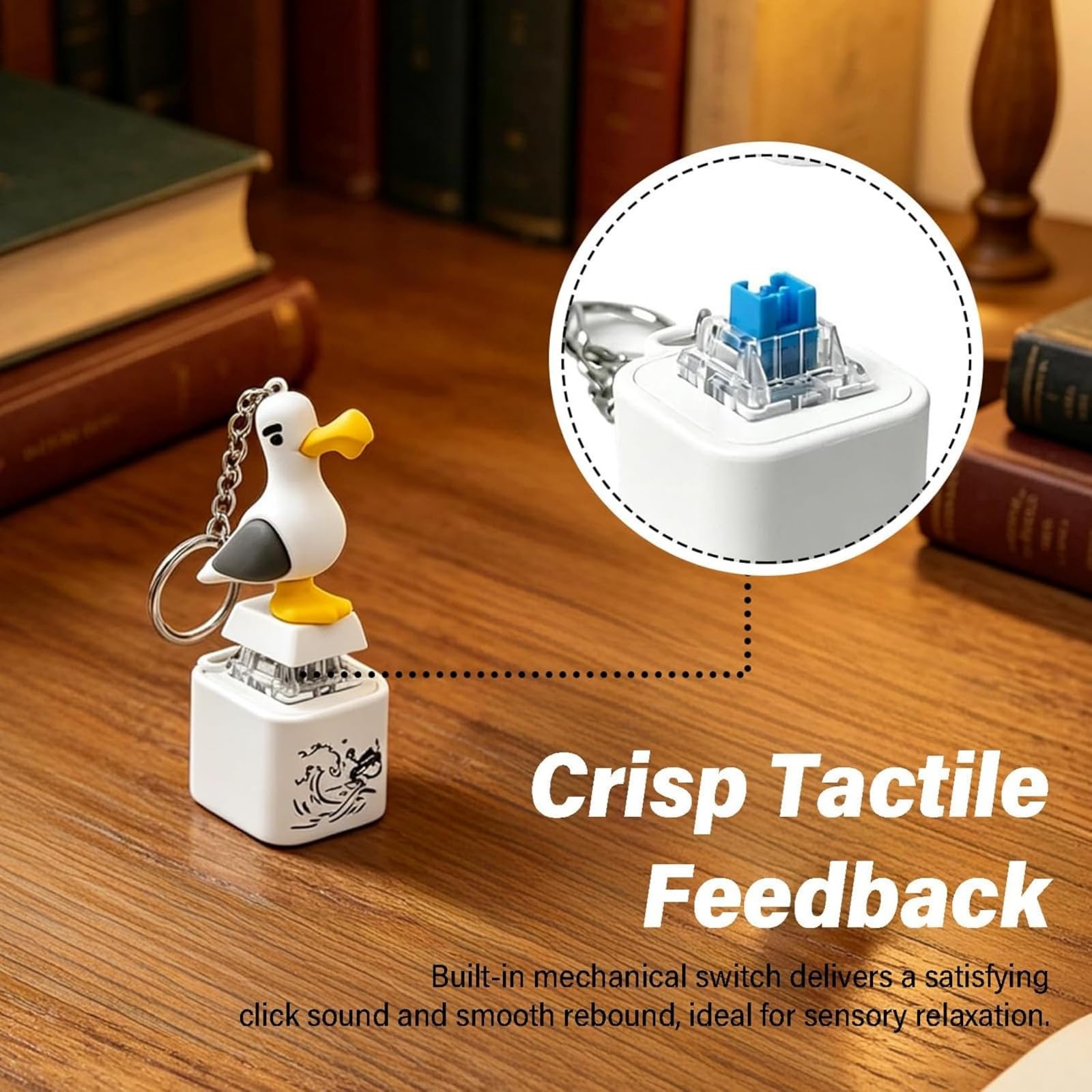 Llavero con botón de Sonido Seagull Mine (Gaviota ¡Mío!), Fidget Clicker Recargable con Sonido Real y luz LED, Llavero sensorial portátil, Divertido Juguete Interactivo antiestrés (#A4Pcs)