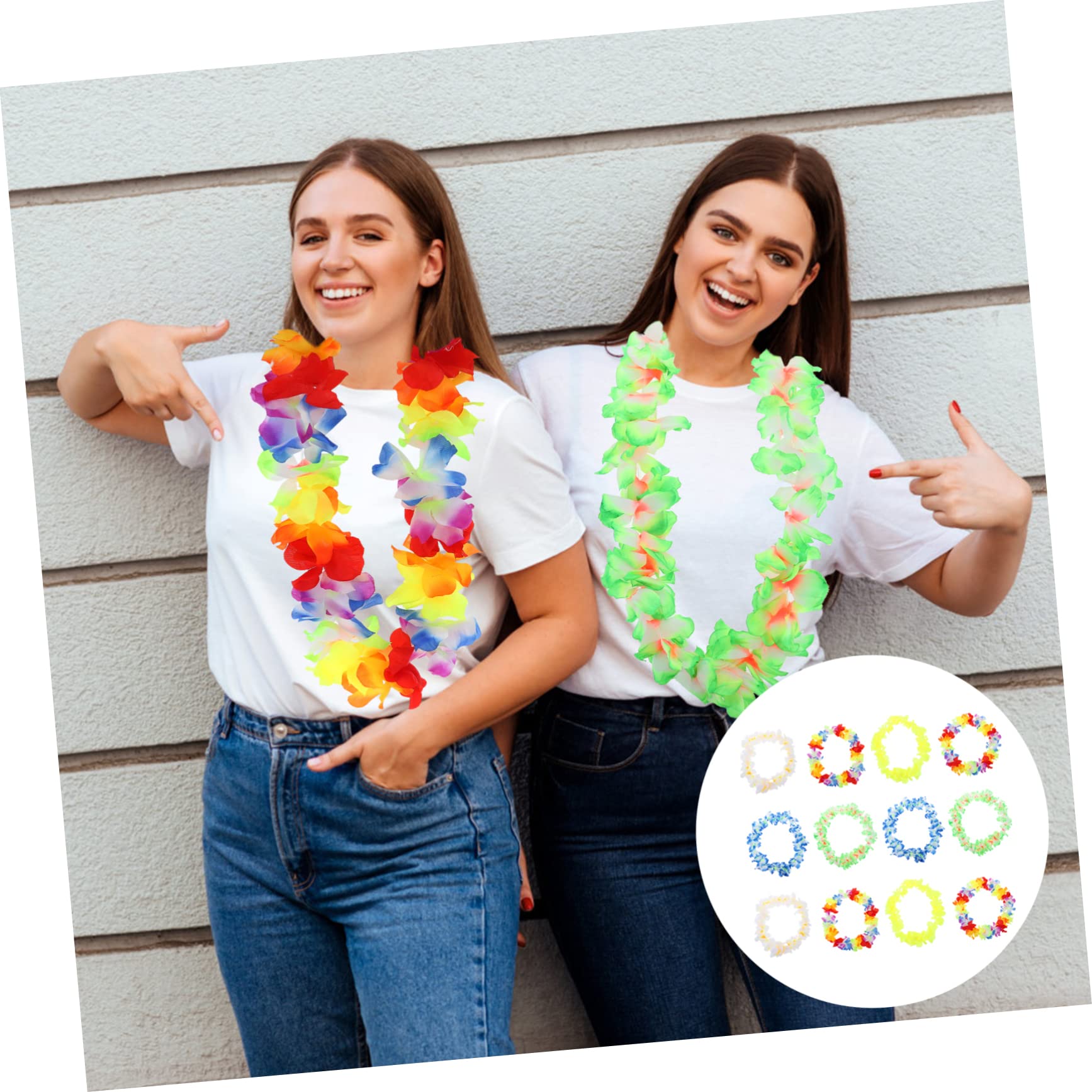 Ciieeo Piezas Leus Hawaianos Ornamento Diademas Decoración Floral Guirnalda De Hojas Guirnalda Hawaiana Decoración Decoraciones Leis Paño Collar Vistoso