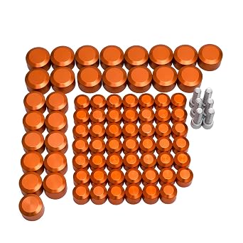 Bolt Covers Engine Twin Cam Toppers Caps Kit Aluminum for Harley Touring 2007-2016 Road King Electra Street Glide Road Glides FLT FLH 75Pcs Orange