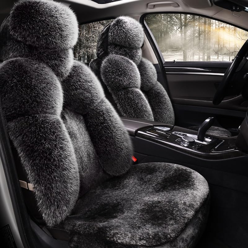 Housse de siège voiture en peluche pour rouler au chaud tout l'hiver sans glisser
