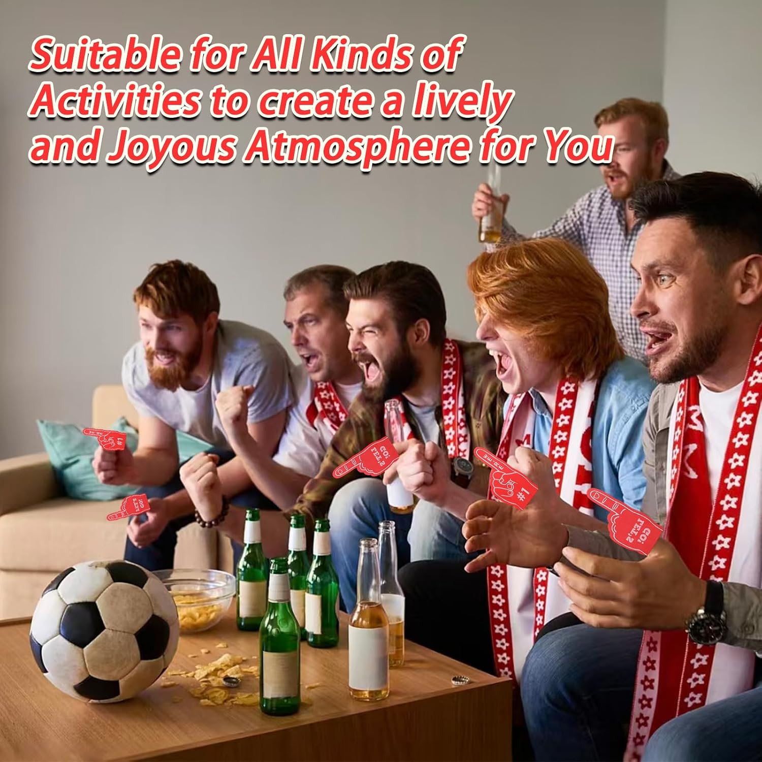 18 Pcs Mini Foam Fingers Baseball Party Favors ,Red