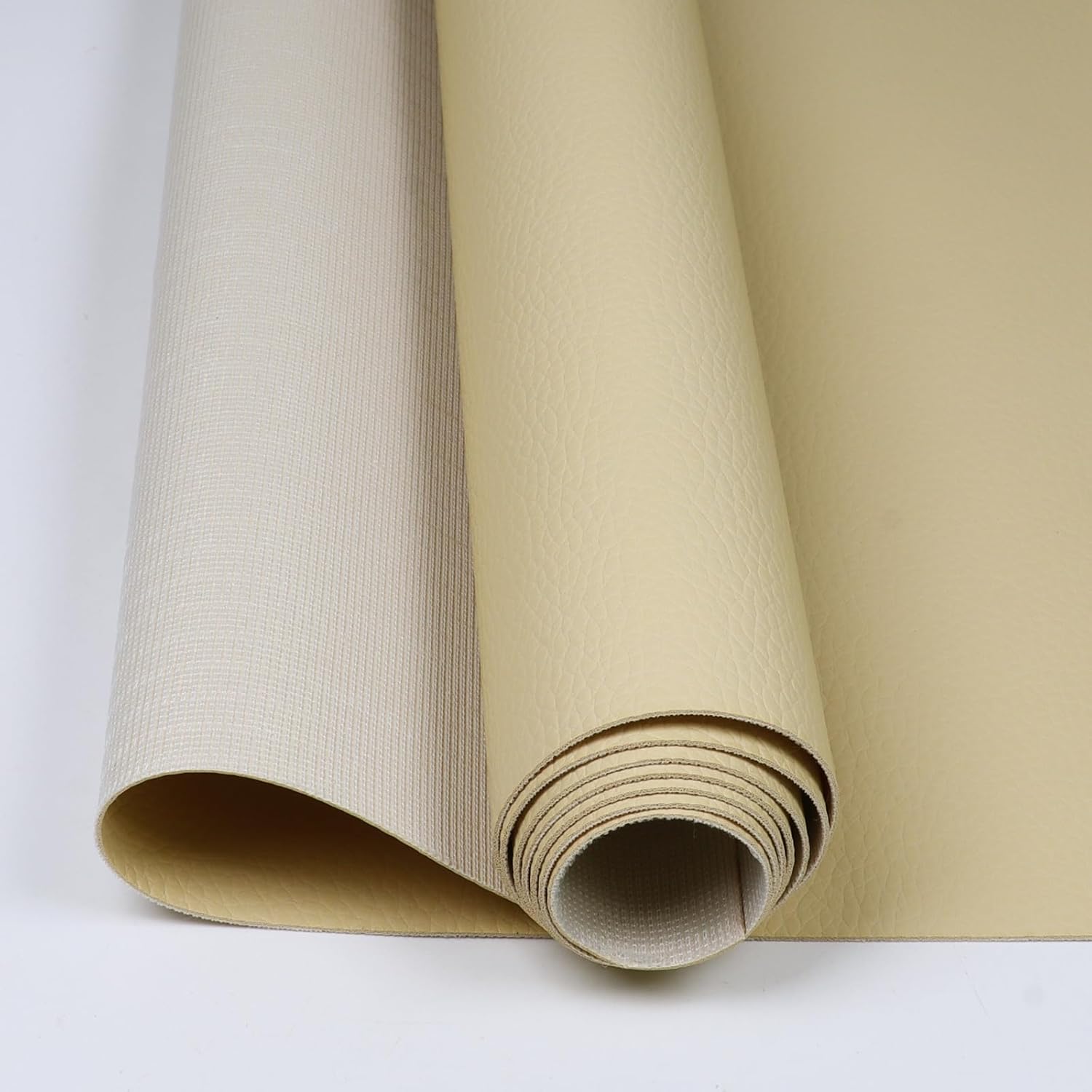 Vinyl Leather Fabric Marine Waterproof Material 55"×72" Upholstery Faux Leather Sheets 0.6mm Thick Anti-UV Non-Peeling for Repairing Boat Seat Car Furniture DIY Crafting, Beige