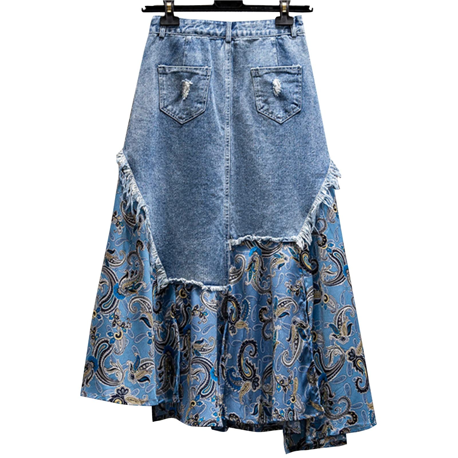 Sewing Pattern Denim Midi Skirt Quilt Patchwork Fabric Denim