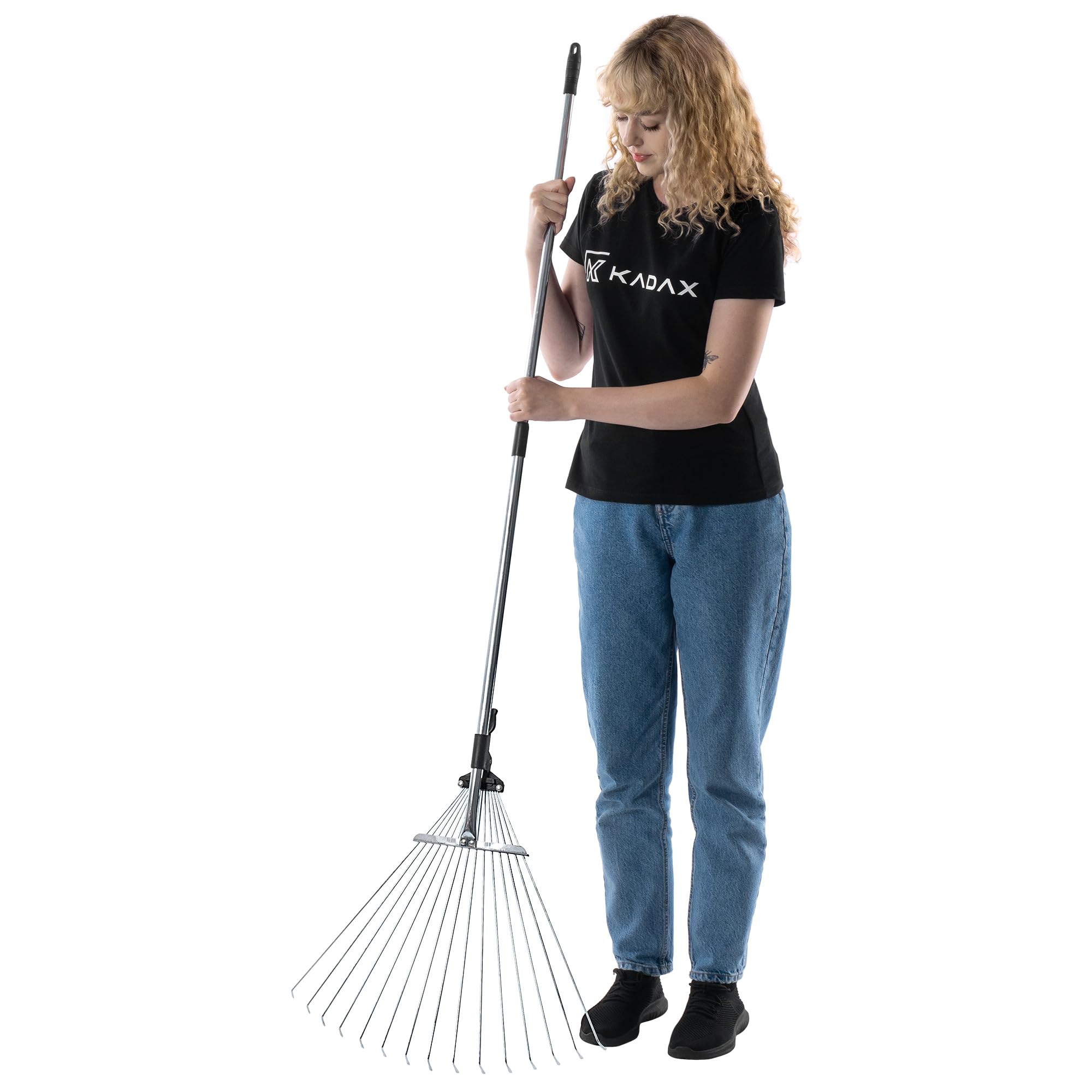 KADAX Hark, metalen tuinhark, brede hark met 154,5 cm lange metalen