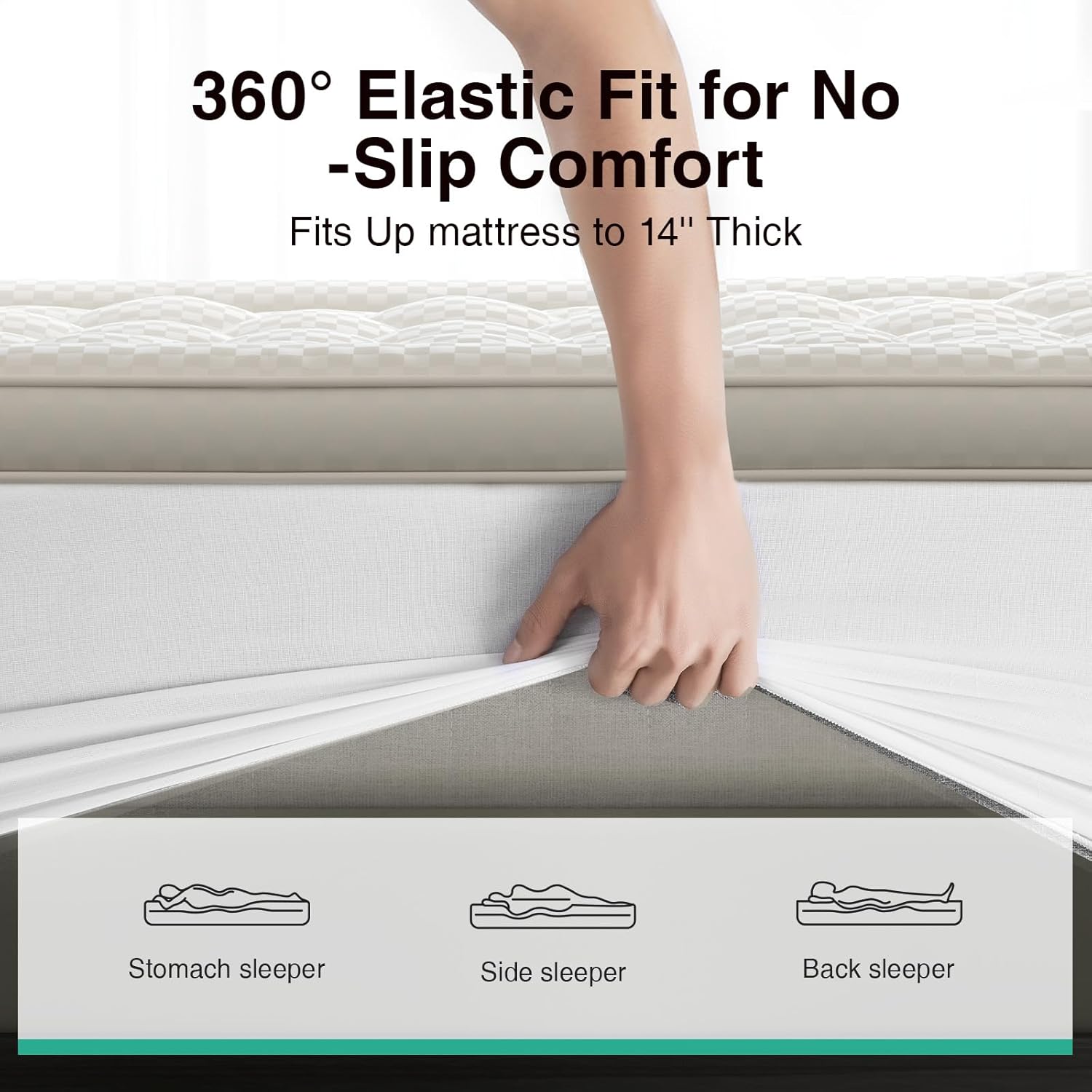 Novilla Queen,Mattress Topper, Extra Thick Pillow Top Mattress Pad, Down Alternative Fill Breathable Cotton Cover, 8-21" Deep Pocket Soft Bed Topper for Back Pain Relief, Oatmeal - Image 5