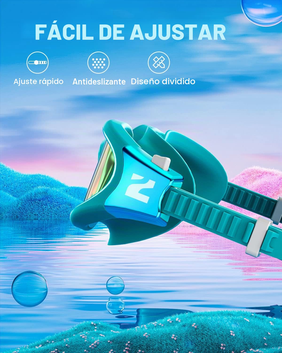 ZIONOR G1MINI ULTRA Gafas de natación polarizadas fotocromáticas para niños y niñas, protección UV, a prueba de fugas, correa fácil ajustable para natación