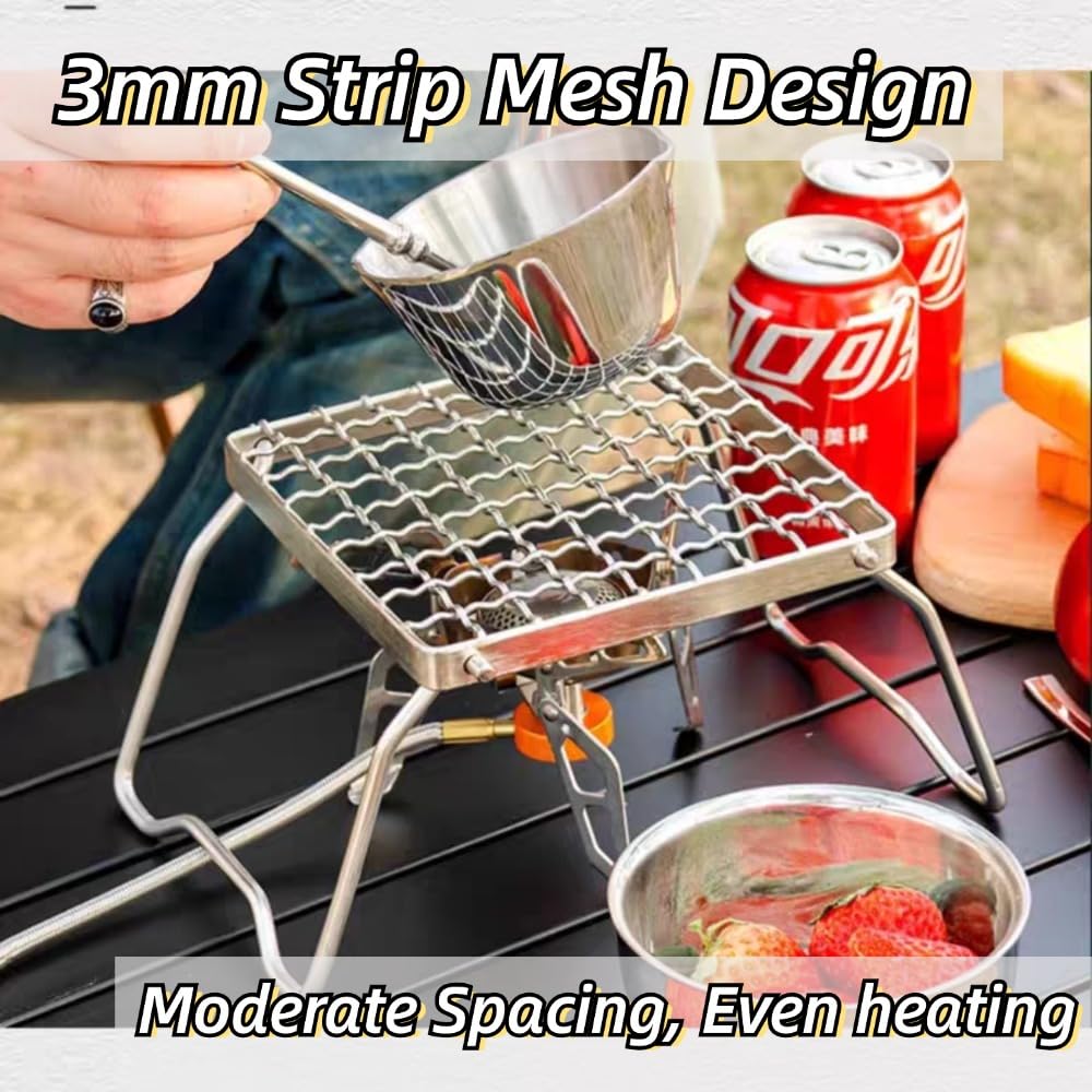 Wakects Grille de Barbecue Pliante, Mini Barbecue en Acier Inoxydable, Grille de Feu de Camp de Support de Camping Portable avec Sac de Rangement pour Pique-nique en Plein Air