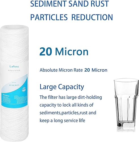 Miniatura 4 de Cartucho de filtro de agua de sedimentos de cuerda de 20 micrones, 10 x 2.5 pulgadas, paquete de 5, filtración de sedimentos para toda la casa,