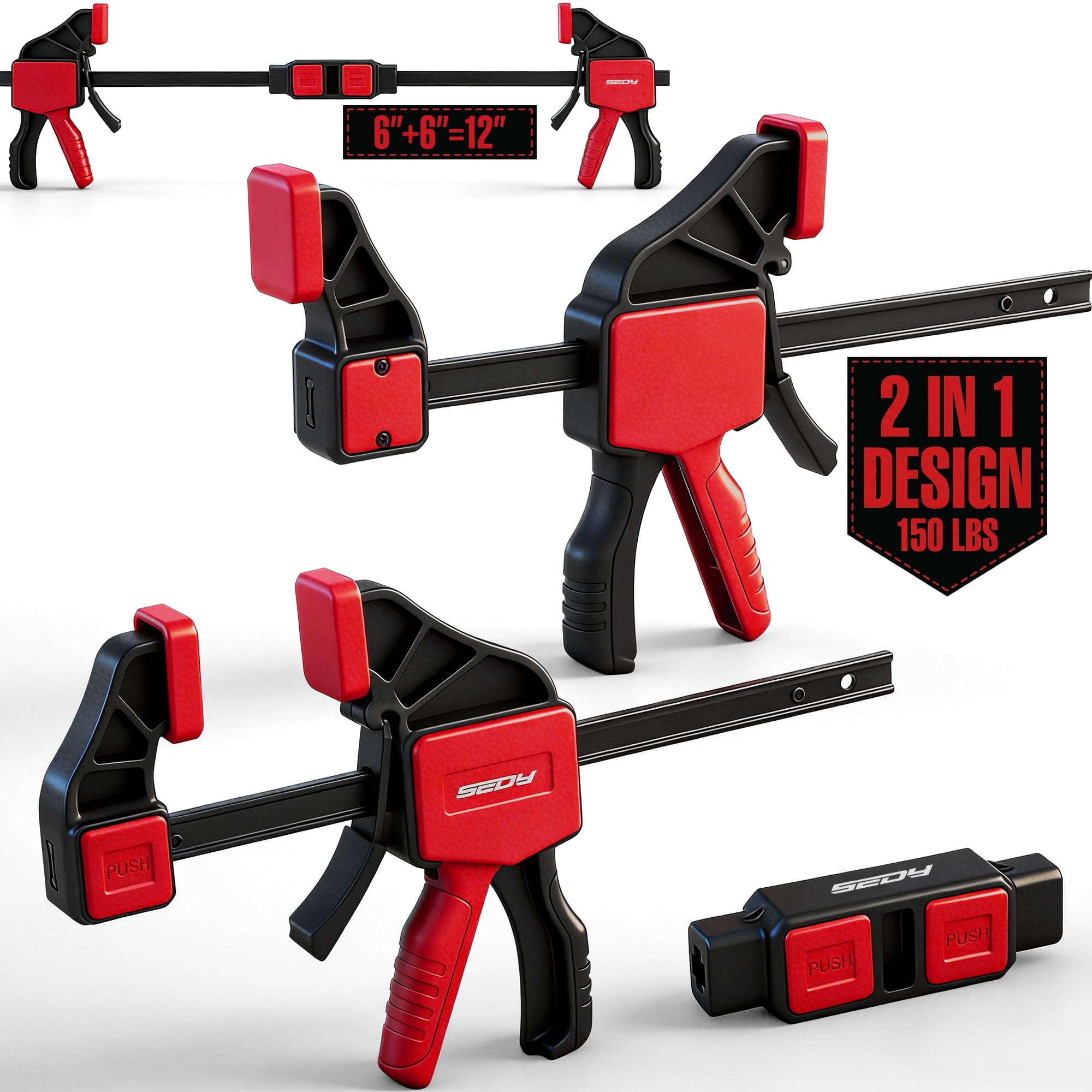 SEDY 12 Inch Bar Clamps - 6 Pack Woodworking Clamps -12