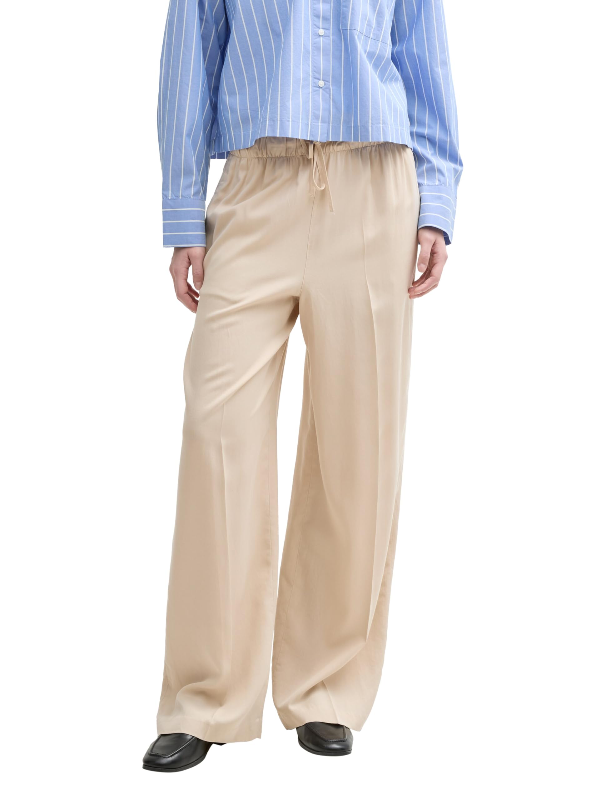 TOM TAILOR Denim Damen Wide Leg Hose mit Kordelzug