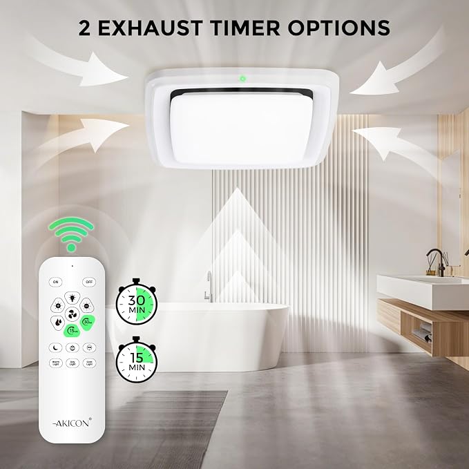 Extractor de baño Akicon con luz LED RGB y sensor de humedad miniatura 6