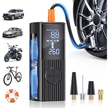 Tire Inflator Portable Air Compressor, 180PSI Cordless Air Pump with Digital Gauge, LED Light, 3X Faster Air Compressor for Cars, Motorcycles, Bicycles, Balls
