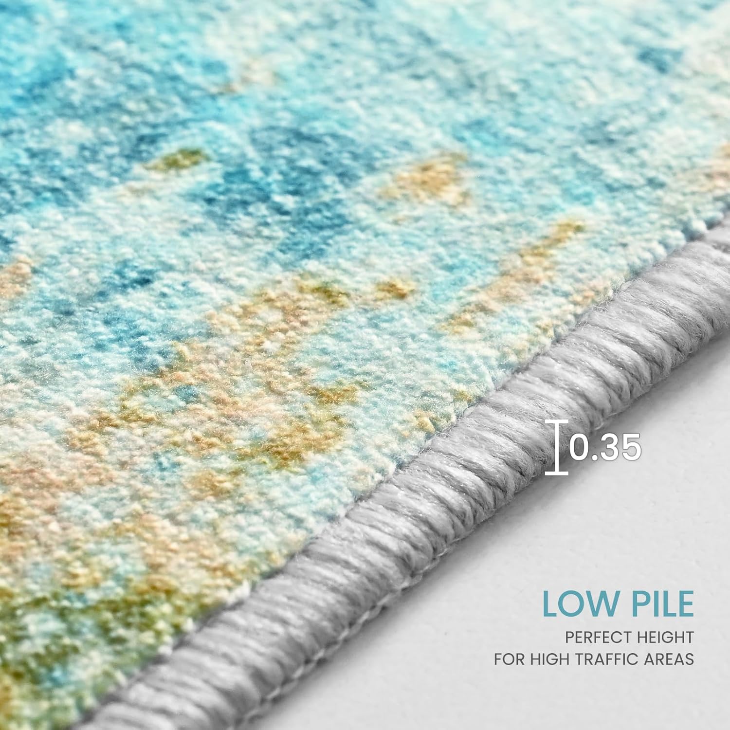 Runner Rug for Kitchen Teal Blue Hallways Runner Rug Non Slip 2'6''x8' Washable Long Runner Rugs with Rubber Backing Soft Abstract Carpet Runner for Entryway, Kitchen, Bedroom, Bathroom - Image 8