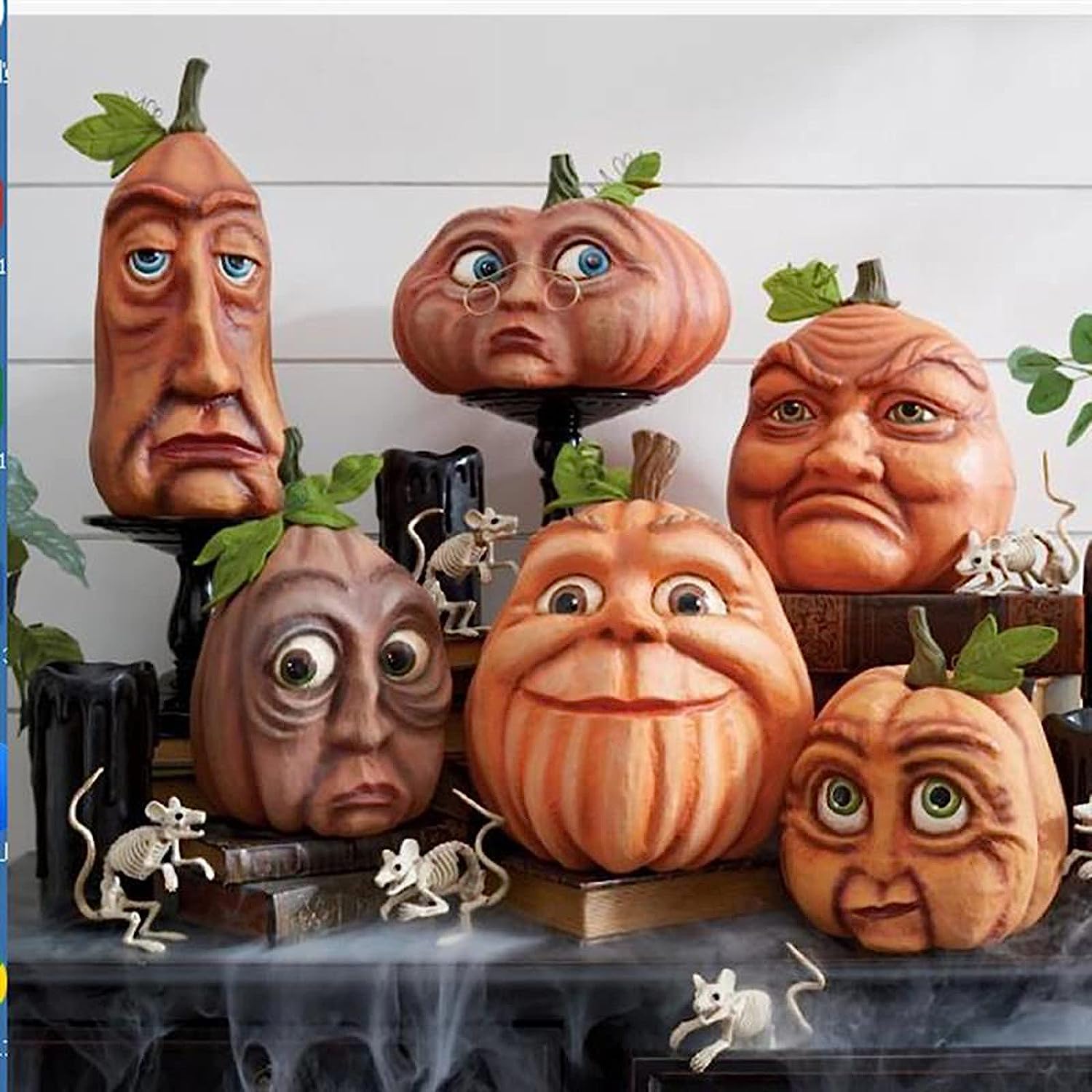 YANCHENLI Expressive Pumpkin Family Expressive Pumpkin Reign Ornaments Pumpkin Lantern Venue Decoration Props Face Decoration Props for Haunted House Bar Party Decoration (6 Pieces)