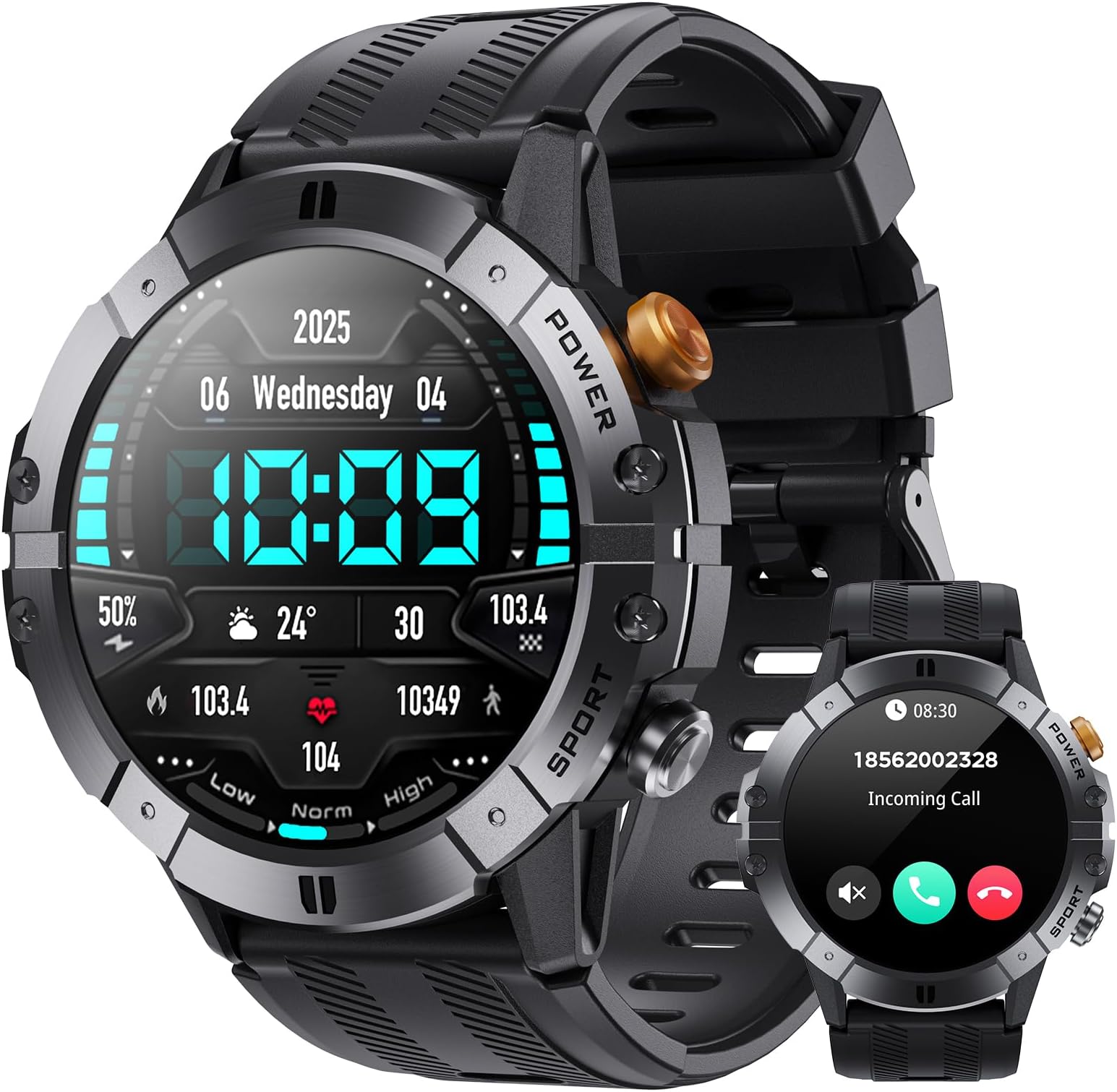 VIRAN Military Smart Watch for Men, 1.52'' Outdoor Fitness Watch with ...