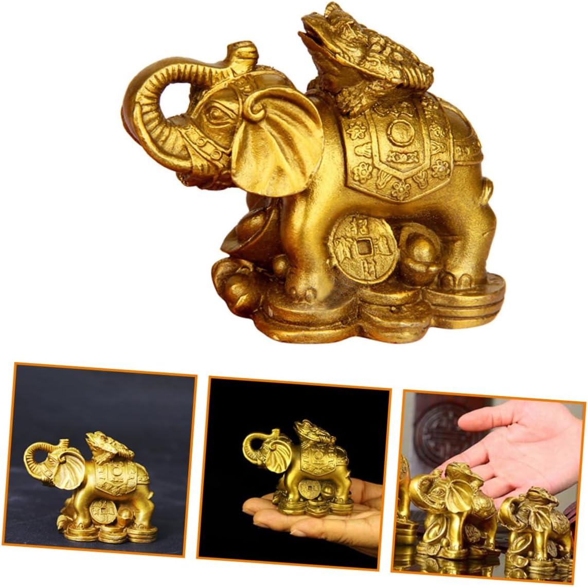 Brass Elephant Figurine Decorative Animal Ornament for Home and Office Decor Miniature Elephant Statue for Tabletop Unique Desk Sculpture Figurines for and