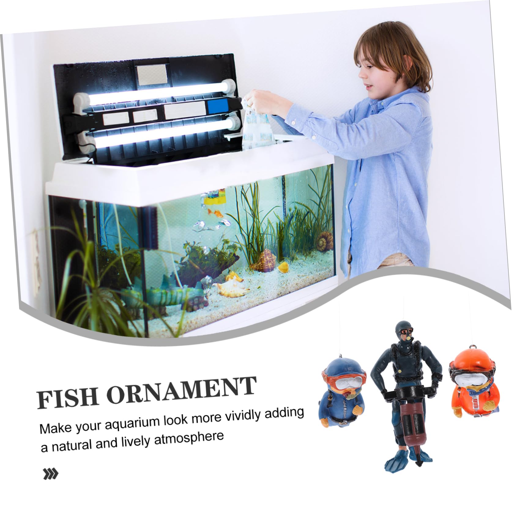 TOPBATHY 5 Ensembles Décoration D'aquarium Decor Aquarium Décoration Aquarium Figurine De Plongeur Aquatique Ornement De Plongeur Flottant pour Aquarium Décorations D'aquarium 3 Pièces * 5