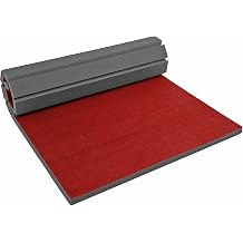Roll-Out Gymnastics & Fitness Mat, Thick Foam Tumbling Wrestling Mat with Grippy Carpet Top for Cheer, MMA, Yoga & Home Gym Training Red, 252 * 72 * 1.6 in