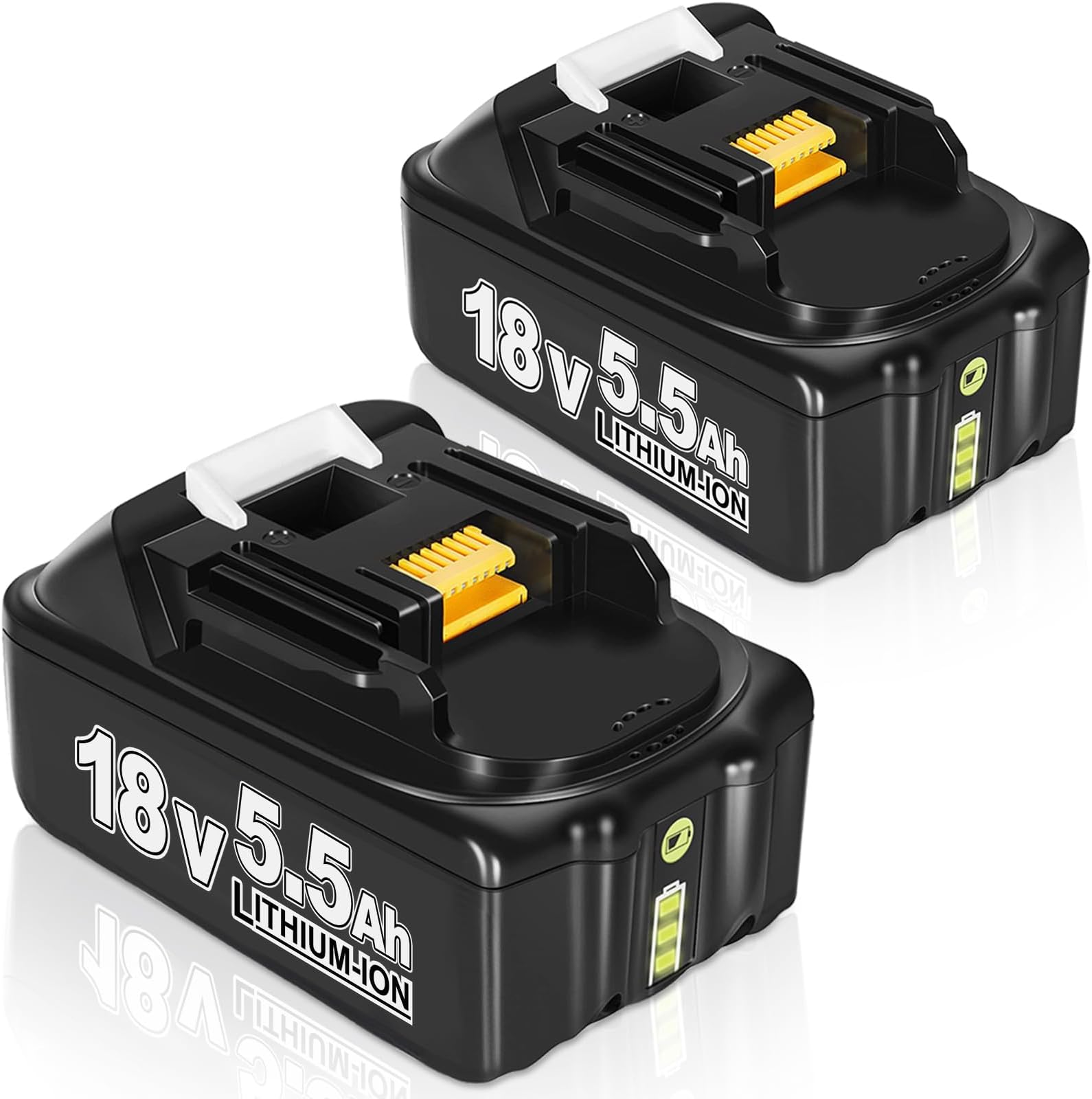 Makita 12v Akku Mit 18v Ladegerät Laden 2X Akku 18V 5.5Ah Li-Ion Ersatzakku für Makita 18V, Kompatibel mit