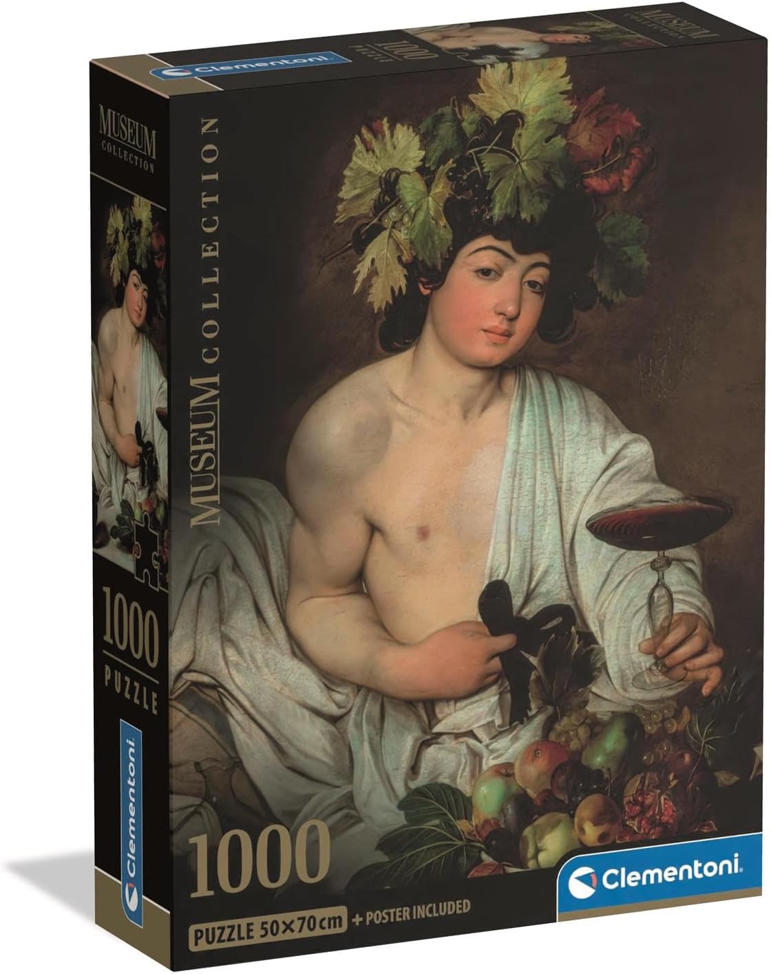 Clementoni Jigsaw Puzzle 1000 Pieces Museum Collection Caravaggio Bacchus, Puzzle for Adults 14-99 Years, Compact Box, Made in Italy, 39977