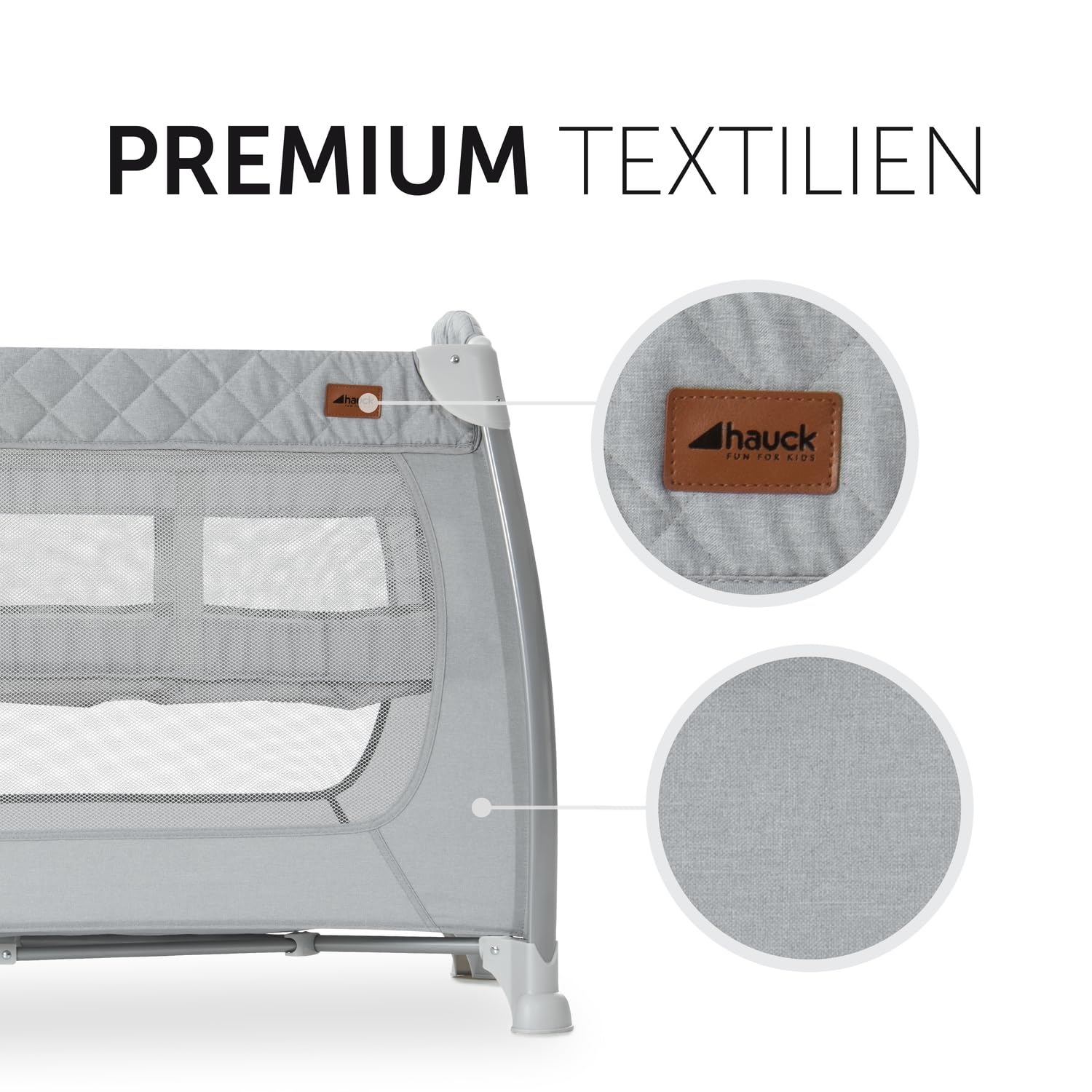 hauck Reisebett Play N Relax Center mit Wickelauflage, höhenverstellbar und seitlichem Einstieg - Quilted Grey